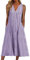Robe Femme été Fluide Boheme Chic et Rose Femmes sans Manches Robes Dété Swing Courte Robe Plage Floral Décontractée Ample T-Shirt Robe avec Poches Robe en Jeans