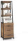 COSTWAY Bücherregal, Büroregal mit 3 Schubladen & 4 offenen Regalen, Leiterregal Industrie-Design, Standregal Holz & Metall, schmales Regal für Wohnzimmer Arbeitszimmer Büro, 51x40x175cm (Braun)