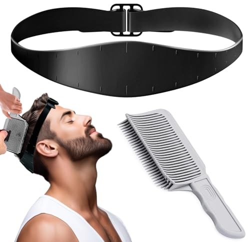 Amabur Barber Kamm für Männer, Haarschneidekamm, Fade Kamm, Haarschneide Schablone, Haare Selber Schneiden, Silikon-Haarschnittband, Haare Schneiden Werkzeug Ideal für Selbsthaarschnitte