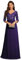 Ever-Pretty Abito da Cerimonia Elegante Manica Lunga Scollo a V con Paillettes Linea ad A Chiffon Donna Viola Scuro 36