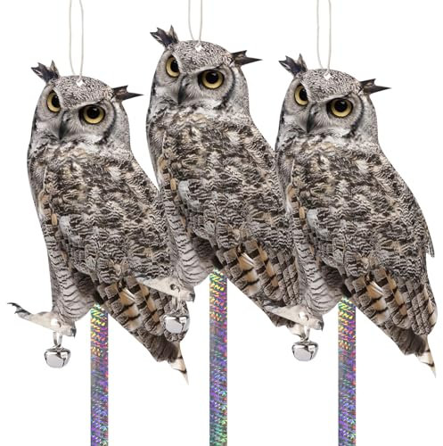 Falsche Eule Köder, um Vögel zu erschrecken, 3PCS Vogelschreck hängende reflektierende Vogel Gerät zu halten Taube und Specht Weg von Garten oder Hof