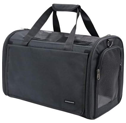 ADOOMOOD Transportbox Hund & Katze 46 * 30 * 30, Hundetasche, Tragetasche für Katzen und kleine Hunde bis max. 7,5kg, faltbar, Katzen/Hunde Flugtasche mit Schultergurt.