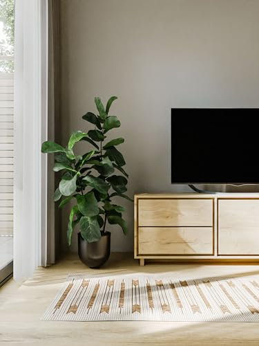 benuta Basic In- & Outdoor Teppich Kaleo - Beige 70x200 cm - Geometrische Muster - Wetterfest & UV-beständig für Balkon, Terrasse, Garten, Küchenteppich & Wohnzimmerteppich - Leicht zu Reinigen