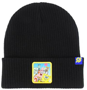 Concept One Uni-Erwachsene Spongebob Squarepants, Ribbed Winter Knit Cap with Group Picture and Cuff Beanie-Mütze, Schwarz, Einheitsgröße