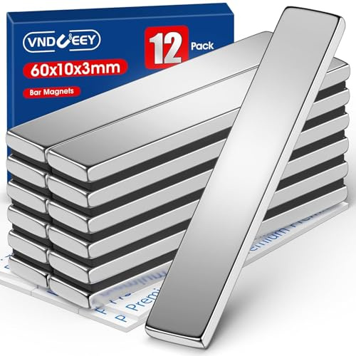 VNDUEEY 12 Pack Double-Sided Bar Magnets, Neodymium Magnets, Magnet with Adhesive Backing, Industrial & Scientific Heavy Duty Magnet for Fridge, Door, Nail, Cabinet