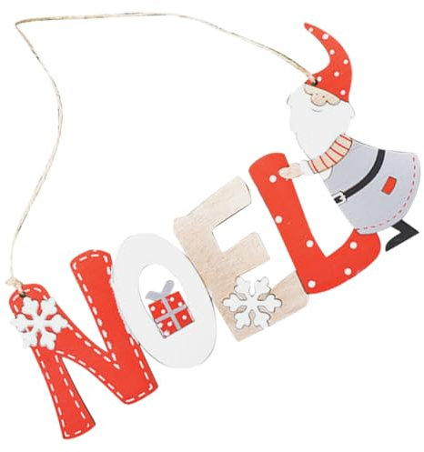 OUNONA Christmas Hanging Ornament Wooden Tag Santa Cutout Christmas Tree Decor Festive Christmas Decorations for Tree