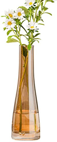 Petit vase à fleurs en verre soufflé à la main avec base lourde et tige unique pour décoration de maison, mariage (orange)