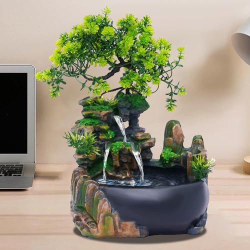 Grüne Pflanze Brunnen, Wohnzimmer Desktop Bonsai, Tischbrunnen Wasserfall, Wasserfall Dekoration, Zimmerbrunnen mit Pflanzen, Anwendung Gelegenheiten Schlafzimmer Wohnzimmer Studie