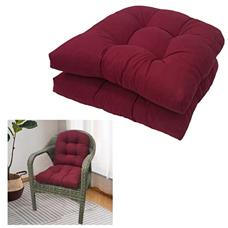 bsmydpa Set of 2 Rattan Sofa Chair Cushions, Cushion for Armchair Garden Sofa, Rattan Chair Cushion,Replacement Chair Cushion-Wine Red||48x48cm