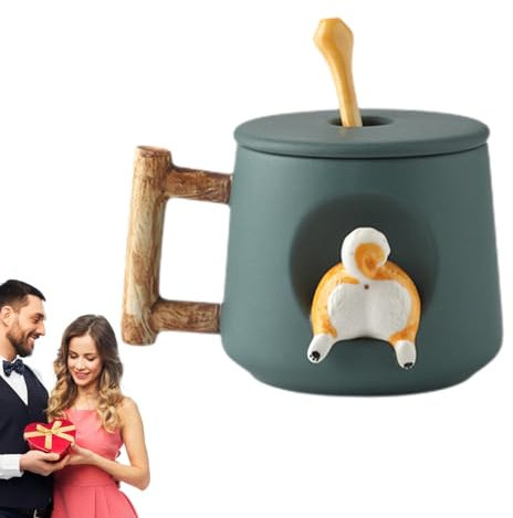 Taza De Café Para Amantes De Los Perros - 420 Ml, Creativa Con Temática De Perros | Multiusos Con Forma De Animal, Tapa Y Cuchara