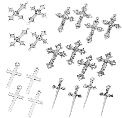 Ciondolo a croce in metallo da 20 pezzi, ciondolo a croce, creazione di gioielli con ciondolo in lega, forniture artigianali per orecchini, bracciali, collane fai da te