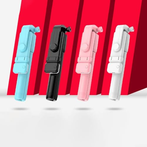 Perche à selfie sans fil intelligemment conçue, fonction d'appariement à distance avec 360 degrés de mouvement (rose)