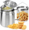 2L Oil Strainer Pot, XRPRPX Deep Fat Fryer Strainer 2 in 1 Stainless Steel Bacon Grease Saver Grease Can with Fine Mesh Filter and Frying Basket for Frying Stewing and Oil Storage
