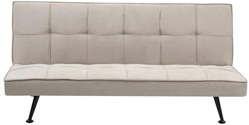 Beliani 3-Sitzer Sofa mit Schlaffunktion Stoff beige Schlafsofa ohne Armlehnen Hasle