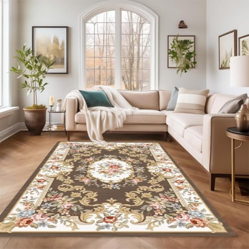 RBQIZVW Kurzflor Teppich Orientalisch Wohnzimmerteppich Klassisch Optik Gelb - Orientteppich Vintage Teppiche Schlafzimmer Weich Orientalischer Teppich Waschbar Küchenteppich,120X160cm