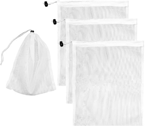 4 Pièces Blancs Sac Filtrant Piscine, Sac Filtrant Aspirateur Piscine Sacs en Maille, Sacs de Nettoyage de Piscine avec Cordon Verrouillage, Sac Filtrant Maille Fine pour Piscines, Aquariums, Bassins