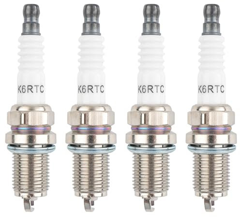 BlueXP 4 Pièces RC12YC Bougies d'allumage Universelle Moteur 2 Temps jeu de Bougies d'allumage de Remplacement pour Tondeuse à Gazon Tronçonneuse Petit Moteur Accessoires débroussailleuse Tondeuse