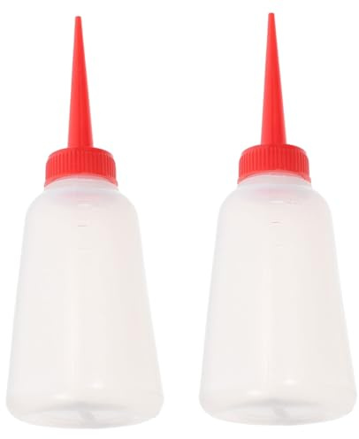 Housoutil 2pcs Plastic Oil Squeeze Bottles with Red Precision Nozzle for Sewing Machines and Craft Glue Engine Oil Dispensers for Automotive and Embroidery Use Accurate Spill Application