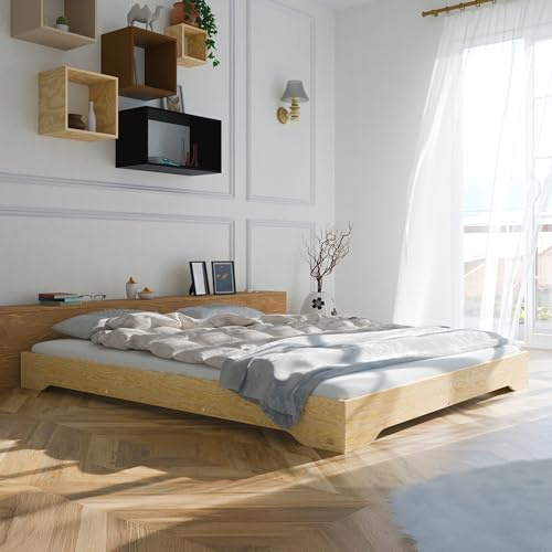 smartwood Bett 160x180 cm mit Lattenrost, Holz, TILA 7 | Bettgestell, Doppelbett aus FSC-Kiefernsperrholz, Belastbar bis 300 kg, Einfache Montage, abgerundete Kanten, Skandinavisch