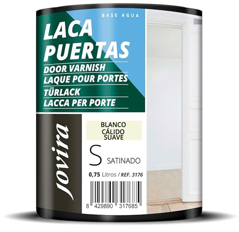 JOVIRA PINTURAS Smalto Lacco per Porte ad aqua Satinato. |750 ml| Rinnova e decora le porte e mobili in legno (750 Millilitri, Bianco Caldo Morbido)
