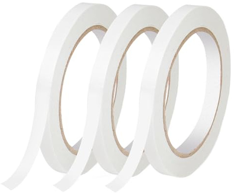 Haluway 3 Rolls Double Sided Tape, 6mm x 15m High Tack Adhesive Tape, Easy Tear Residue-Free Sticky Tape for Sewing, DIY Crafts, Scrapbooking, Gift Wrapping and Home Office