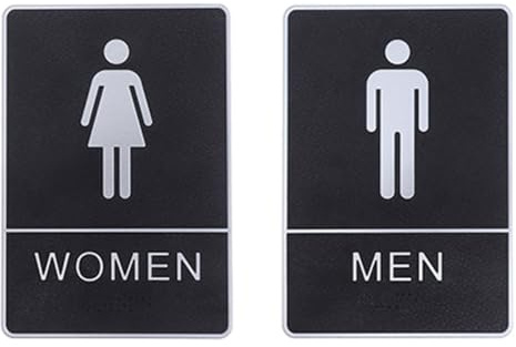 HEMOTON Panneau des Toilettes Hommes et Femmes en Abs Noir, Étanche et Facile à Appliquer, Lot de 2 pour Murs et Carrelages, pour Guider les Sanitaires