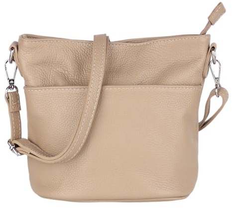 MIRROSI Damen Umhängetasche, Crossbody Bag, Echtleder I Made in Italy (1 Tasche 1 oder 2 Gurt(e)), 24x18x12cm (BXHXT) Mittelgroß