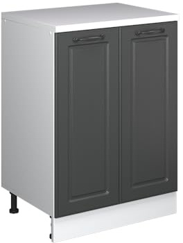 Vicco Erweiterungsschrank Rion, Anthrazit Landhaus/Weiß, 60 x 46 cm ohne Schräge mit 2 Türen, kombinierbar mit Rion Dachschrägenschränken und Schrankmodulen