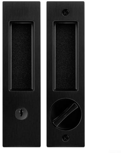 Cerradura de puerta corredera con llave construida de aleación de zinc para un rendimiento constante de doble cara en puertas corredizas de patio de granero, balcón y baño (negro)