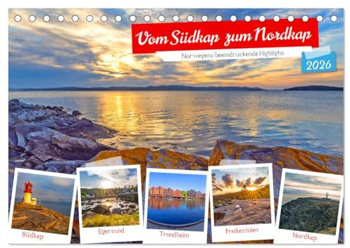 Vom Südkap zum Nordkap (Tischkalender 2026 DIN A5 quer), CALVENDO Monatskalender: Norwegens beeindruckende Highlights (CALVENDO Orte)
