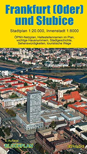 Stadtplan Frankfurt (Oder) und Słubice: Stadtplan 1:20.000. Detaillierter Plan der Innenstadt 1:8000