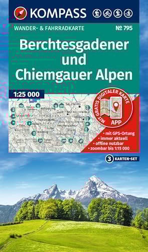 KOMPASS Wanderkarten-Set 795 Berchtesgadener und Chiemgauer Alpen (3 Karten) 1:25.000: Wander- und Fahrradkarte in einem - inklusive ... & Radwege. Skitouren. Langlaufen. Reiten.