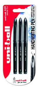 uni-ball UB-188-Micro Air Kugelschreiber, Super-Tinte, fälschungssicher, Füllfederspitze, 3 Stück, Schwarzes Gel