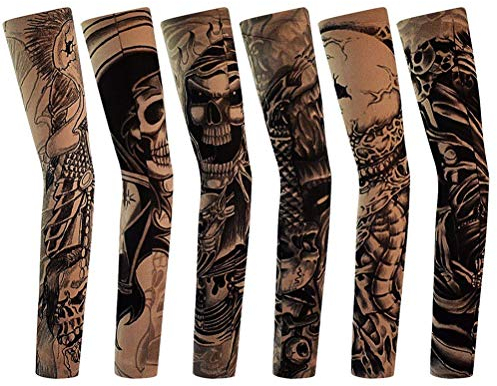 Jerbro 6 Stück Temporäre Tattoo Ärmel Gefälschte-Slip Tattoo Sleeves Körperkunst Sonnenschutz Arm Strümpfe Zubehör (B)