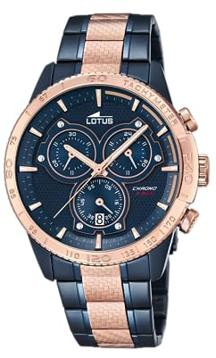 Lotus Herren Analog Uhr Edelstahl 316L Blau - Quarz - Chronograph - Kalender - Mineralglas - 5 ATM Wasserdicht 18330/2 Special Prices