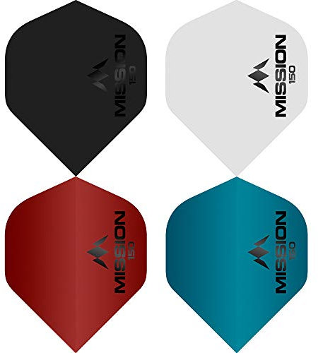 Mission Darts Mission Logo Dart Flights | Dickes 150 Mikron UV-Finish | Standard Nr. 2, gemischte Farben, 10 Sets mit 3 Flights (gemischt)