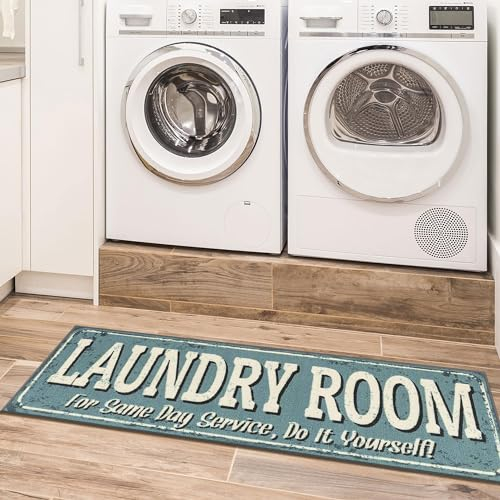 Ottomanson Laundry-Kollektion klassischer Teppichläufer mit Gummirückseite, 50 cm x 150 cm, Blau