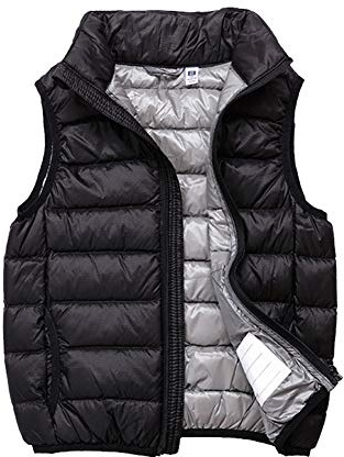 SK Studio Boys Girls' Light Weight Down Vest, Kids Lightweight Sleeveless Jacket, Boys Girls Puffer Down Vest Style 3 Black 150cm