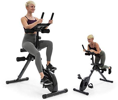 Capital Sports Fusion Bike Fitness Bike with Magnetic Resistance, 3-in-1 Exercise Bike, Cardio/Standing Bike, AB Trainer, Belt Drive with SilentBelt System, Tablet Holder, Black