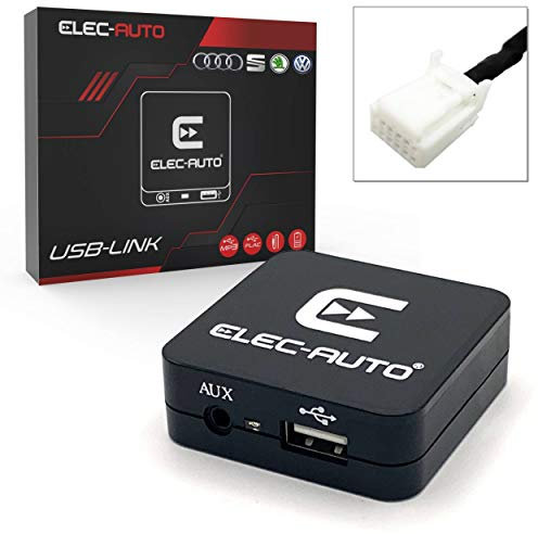 Interface USB MP3 FLAC - Auxiliaire pour Voiture Audi, Seat, Skoda, Volkswagen avec Prise QUADLOCK | Chargeur | Prise Jack | Boitier encastrable Invisible | Accessoire autoradio | Adaptateur Clé USB