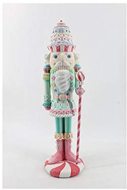 December Diamonds Casse-Noisette Rose et Bleu avec bâton - Figurine de Noël Mignonne et vibrante pour décoration de la Maison - 55,9 cm