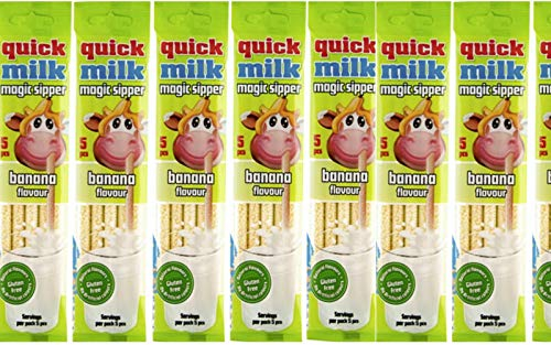 10 Beutel je 5 Halme Banane Trinkhalme Quick Milk Magische Milch Strohhalme (Gesamt: 50 Halme)
