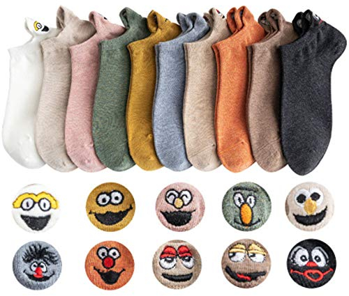 Lustige Bunt Sneaker Baumwolle Socken Damen 39-42 Herren Kurze Socken Cartoon Gute Laune Socks 10 Paare