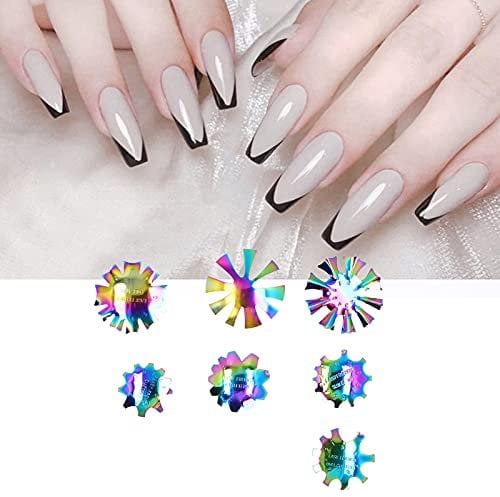 Nail Art Manicure Edge Trimmer, Easy to Use French Smile Line Cutter 7pcs for Nail Salons for Beginners for SPA for Home for Manicurists for Nail Schools(A-G Color)