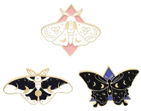 Emaille-Anstecknadeln, Motiv: Schmetterling, 3 Stück, cooles Horror-Emaille-Anstecknadeln, Broschen, niedliche Glühwürmchen, Emaille-Anstecknadeln für Frauen, Rucksäcke, Steampunk-Abzeichen,