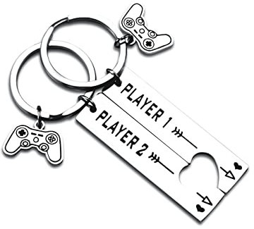 VGWON 2 Gamer Paare Schlüsselanhänger, Partner Schlüsselanhänger, Geschenk für Ihn Sie Freund Freundin, Geschenk für Valentinstag Weihnachten Geburtstag Jahrestag