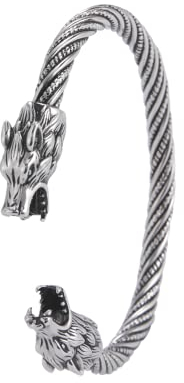 kkjoy Edelstahl Wikinger Armreif Herren Brüllender Wolfskopf Männerarmband Nordische Piraten Manschette Armbänder Wolf Armband Schmuck Talisman für Teenager
