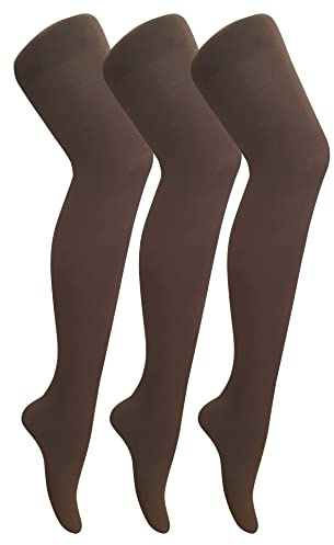 Sock Snob 3 Pair Multipack Womens Coloured Opaque 80 Denier Tights Plain Block Colour Tights (L, Brown)