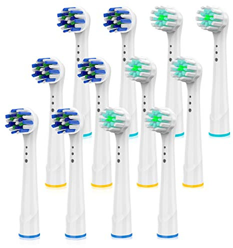 ErsatzZahnbürstenköpfe für Oral B Braun, 12 Stück Professionelle elektrische Zahnbürstenköpfe, Precision Clean Bürstenköpfe Nachfüllpack kompatibel mit OralB 7000Pro 10009600 500030008000 (1 2