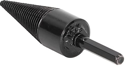 Firewood Drill Bit, Carbon Steel Hex Shank Cone Design Wood Log Splitter, Drilling Tool for Firewood Splitting, Black 38mm/1.5in